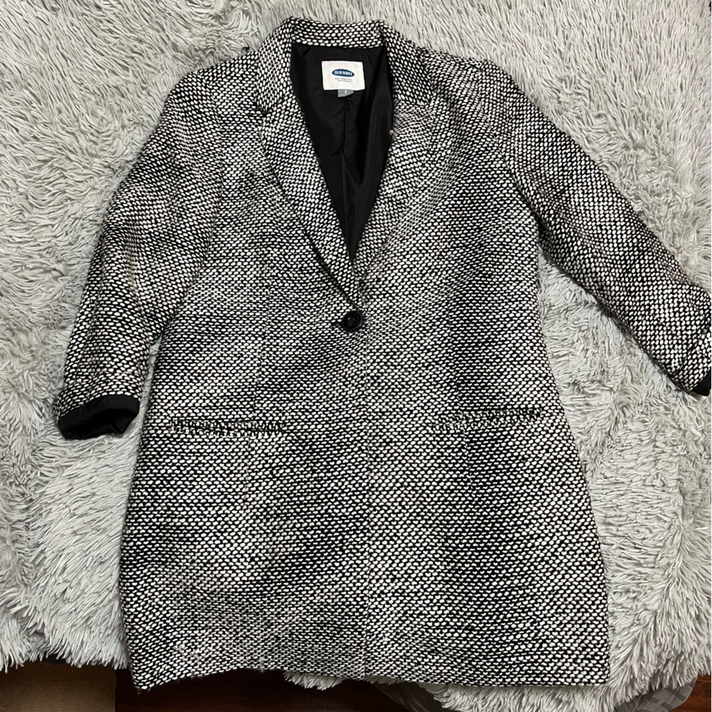 Cropped sleeves long blazer